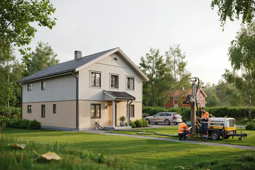 brunnsborrning och installation av bergv rme i villa i grimsta v llingby